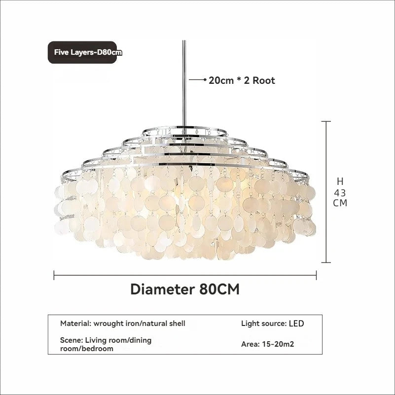 Modern Shell Pendant Chandelier in Gold or Chrome
