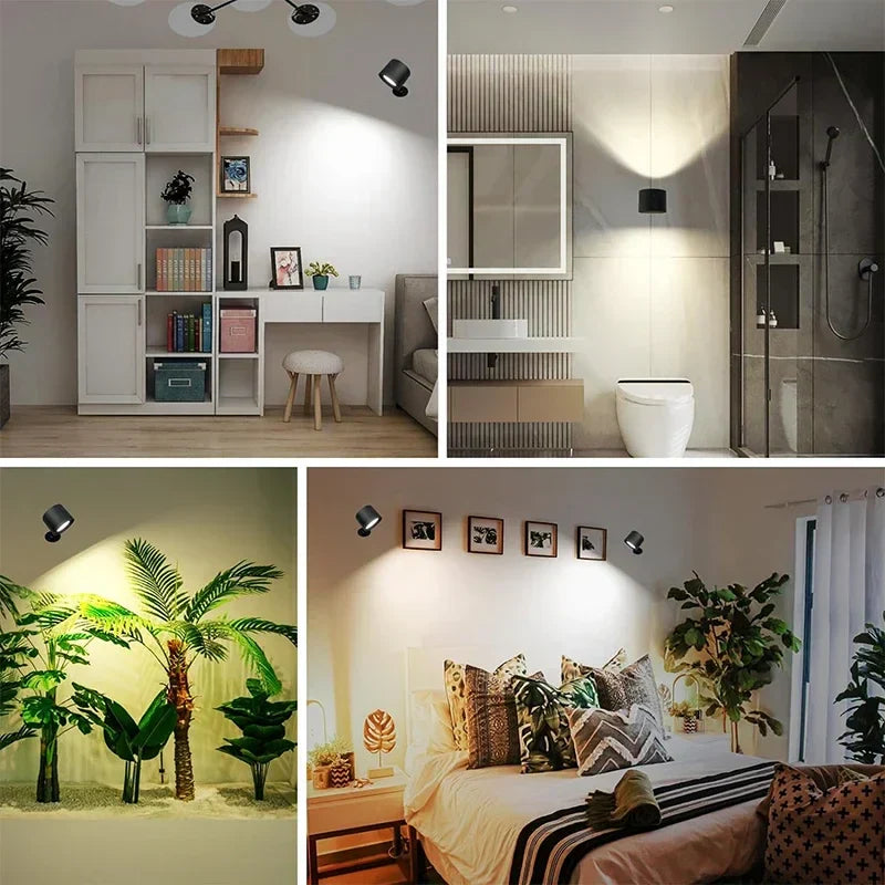 DecorBites™ Double Head Wall Lamp: Touch Control, 360 Rotatable, USB Rechargeable Night Light