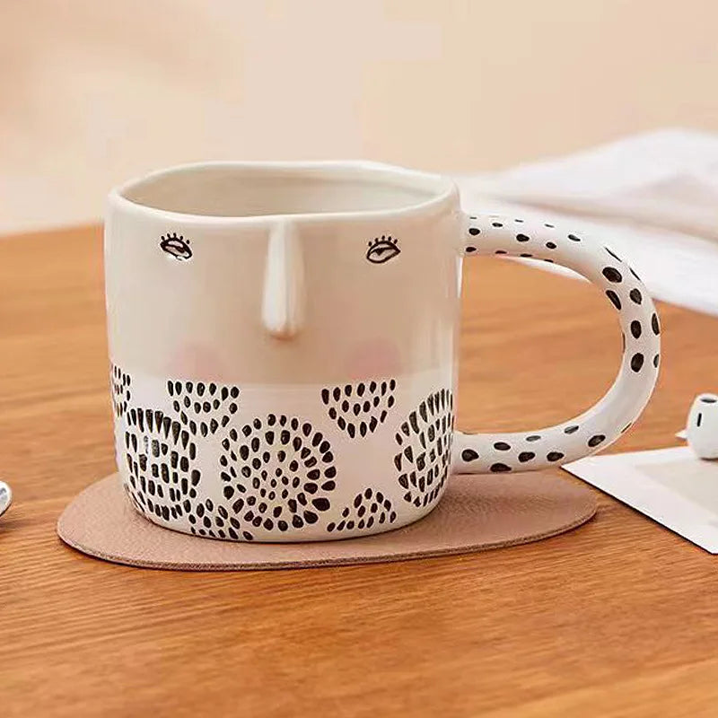 DecorBites™ 340ML Ceramic Coffee Milk Mug with Unique Three-Dimensional Illustration