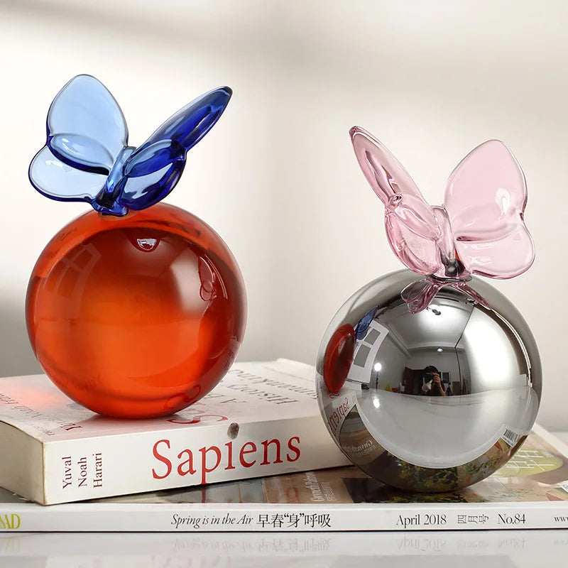 DecorBites™ Geometric Butterfly Crystal Ball Home Decor Figurine