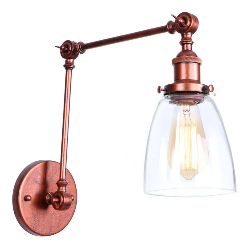 DecorBites™ Adjustable Glass Swing Arm LED Wall Sconce with Pull Chain Switch