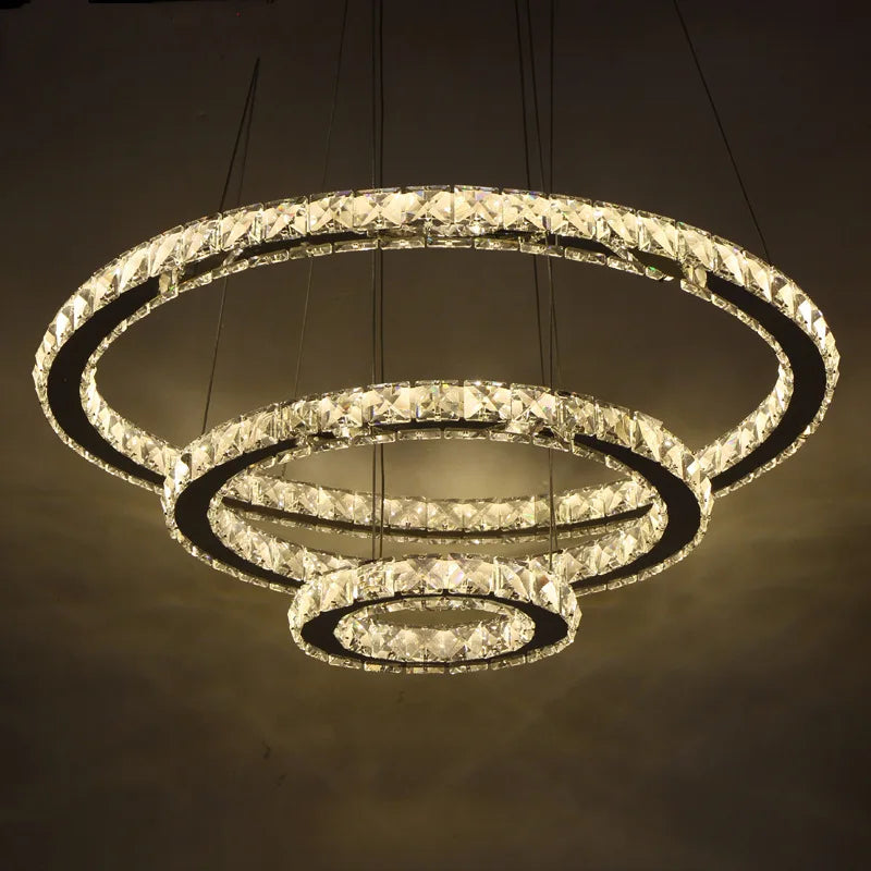 ثريا كريستالية ذهبية لامعة DecorBites™ Gold Gloss LED على شكل حلقة لغرفة المعيشة العصرية الفاخرة