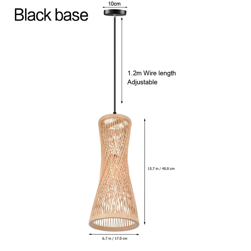 Japanese Bamboo Woven Pendant Light in Natural Finish