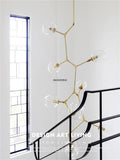 DecorBites™ Glass Branching Staircase Chandelier with LED Multi-Color Lampshades.