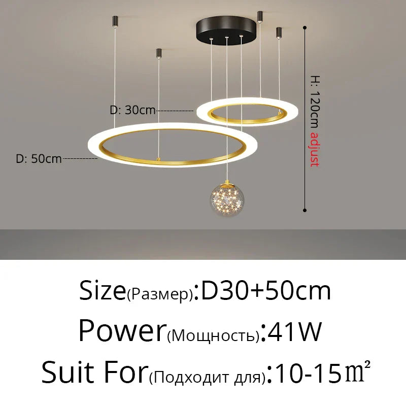 DecorBites™ Circle Ring Pendant Light Chandelier Modern Living Room Bedroom Lamps Ceiling Luminaire
