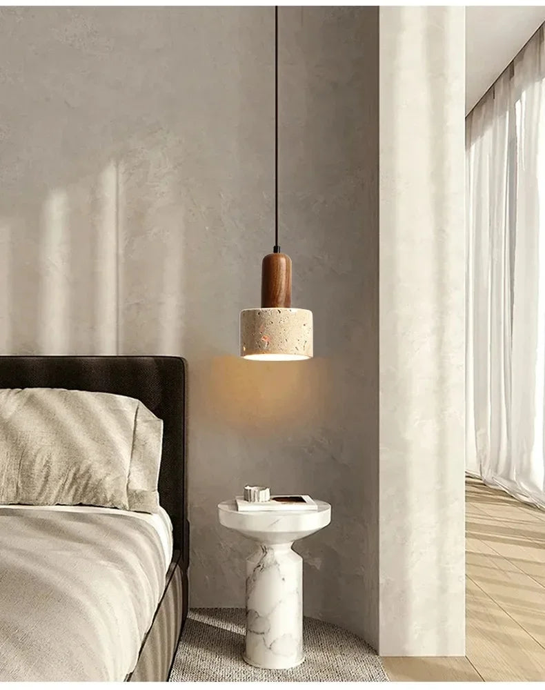 Modern Popular Wabi Sabi Travertine Droplight Over Dining Desk Kitchen Island Yellow Marble Restaurant Decor Pendant Lamp Bedsid