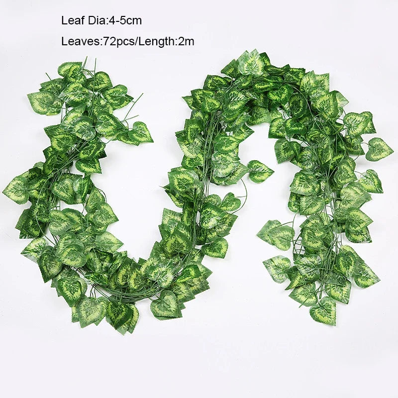 DecorBites™ 12 قطعة 2.2 متر من نبات اللبلاب الأخضر المتدلي للزينة على الحائط من النباتات الاصطناعية