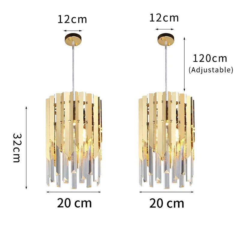ثريا كريستال LED ذهبية K9 من ديكور بايتس™ لغرفة المعيشة والمطبخ وغرفة الطعام وغرفة النوم