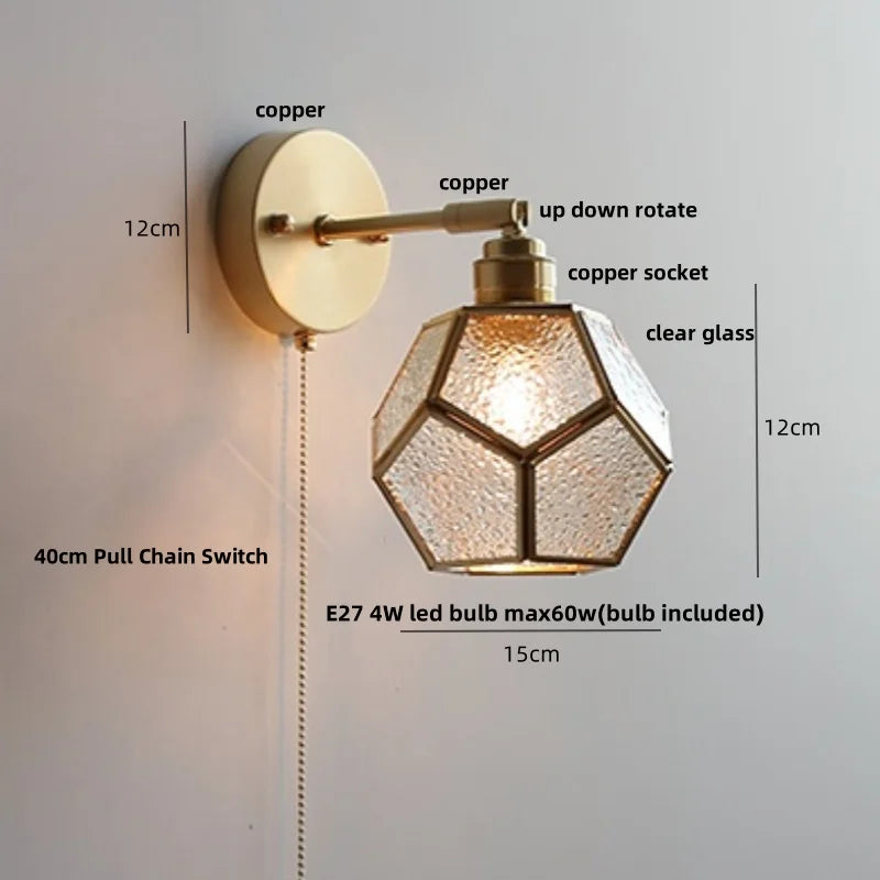 DecorBites™ Copper Wall Light with Pull Chain Switch, Modern Nordic Design
