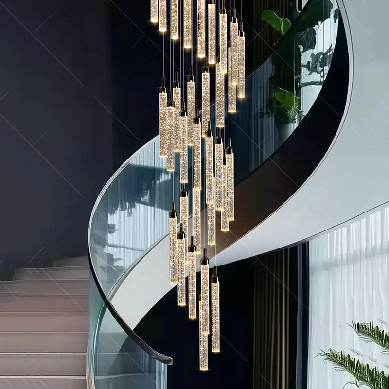 Art Deco Crystal Staircase Pendant Light