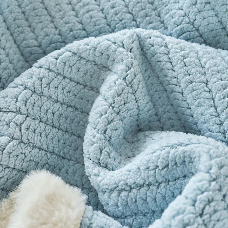 DecorBites™ Cozy Faux Rabbit Fur Blanket, Soft Fluffy Quilt for Single, Anti-Static Warm Throw