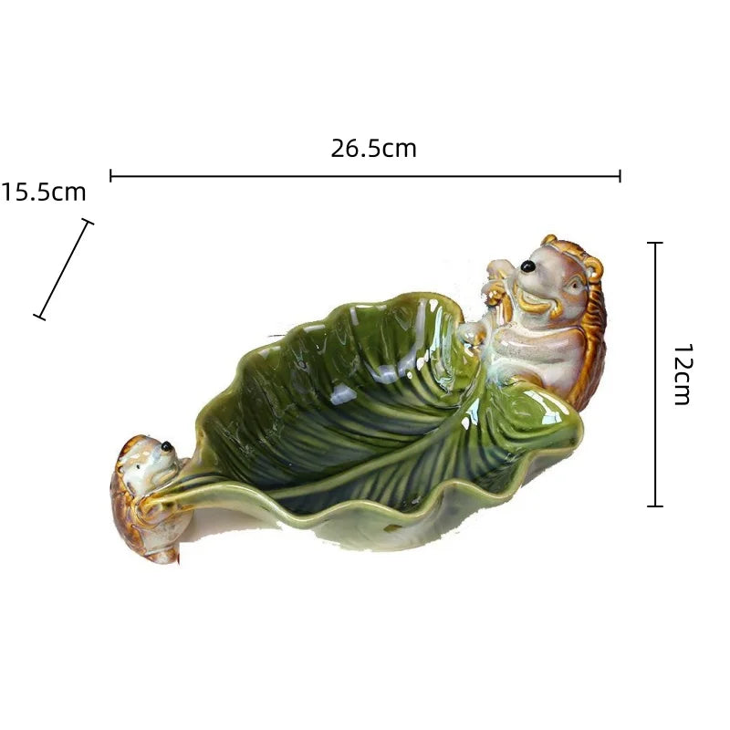 DecorBites™ Hedgehog Ceramic Fruit Plate: Handcrafted Animal Jewelry Tray & Storage Container