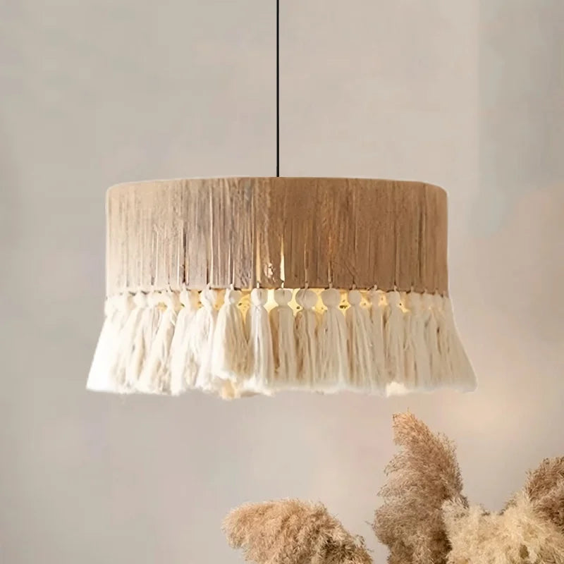 إضاءة معلقة قلادة مصباح سقف DecorBites™ بحبل القنب E27 LED - بساطة نورديكية
