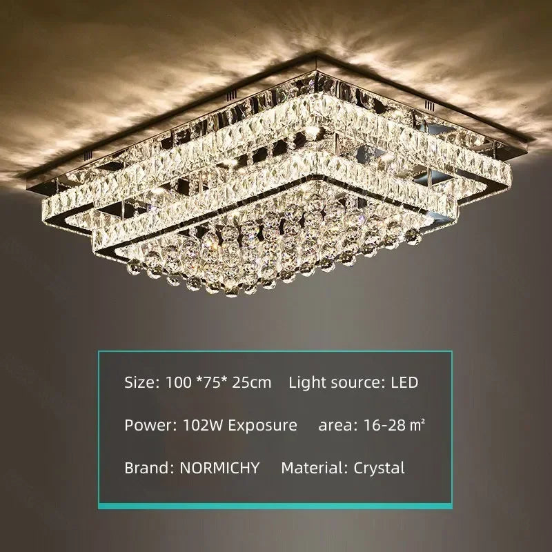 DecorBites™ Crystal LED Chandelier Silver Chrome Remote Control Light