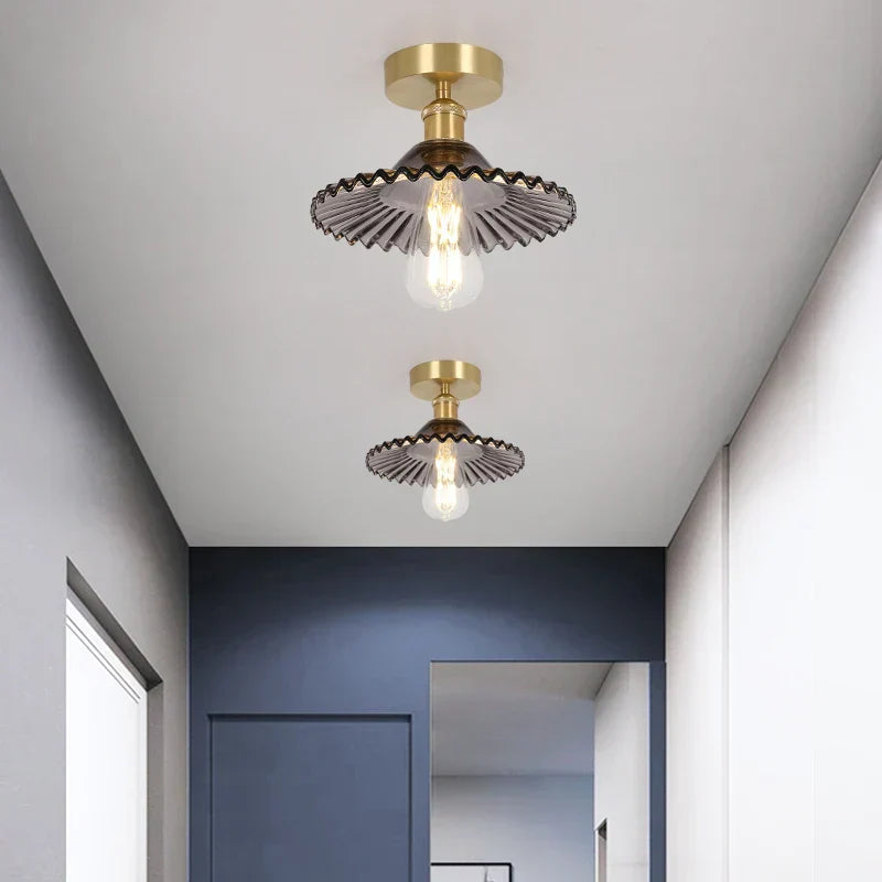 DecorBites™ مصباح سقف نحاسي زجاجي أخضر للشرفة والمطبخ LED حديث