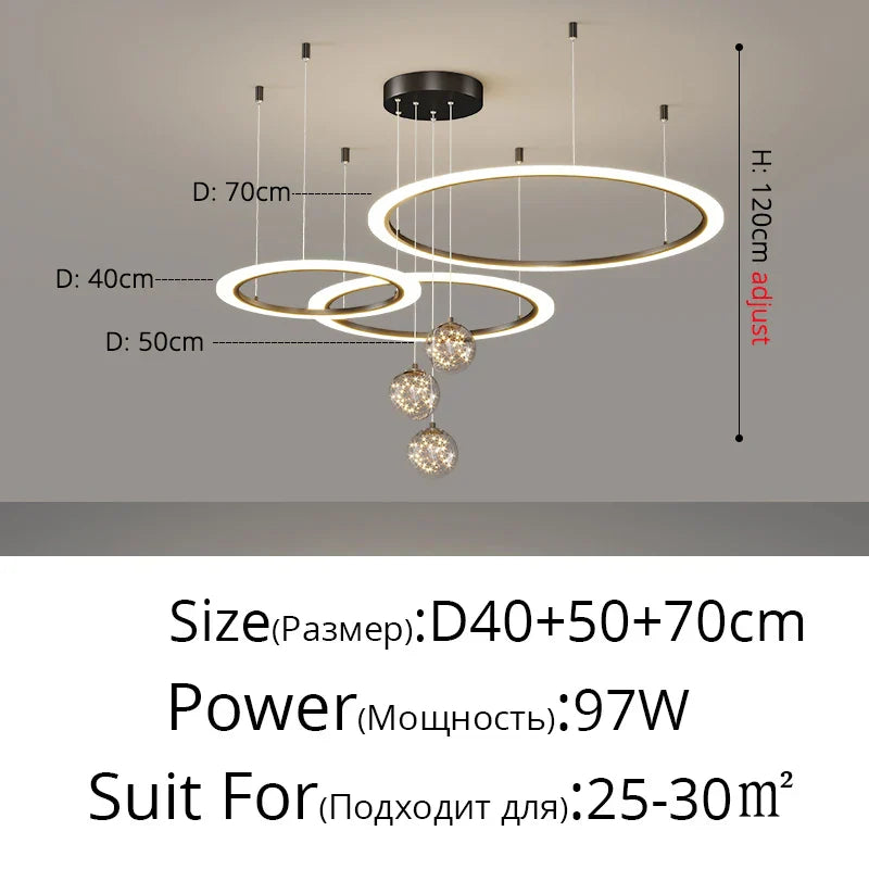 DecorBites™ Circle Ring Pendant Chandelier for Living Room Bedroom Restaurant Ceiling Lighting