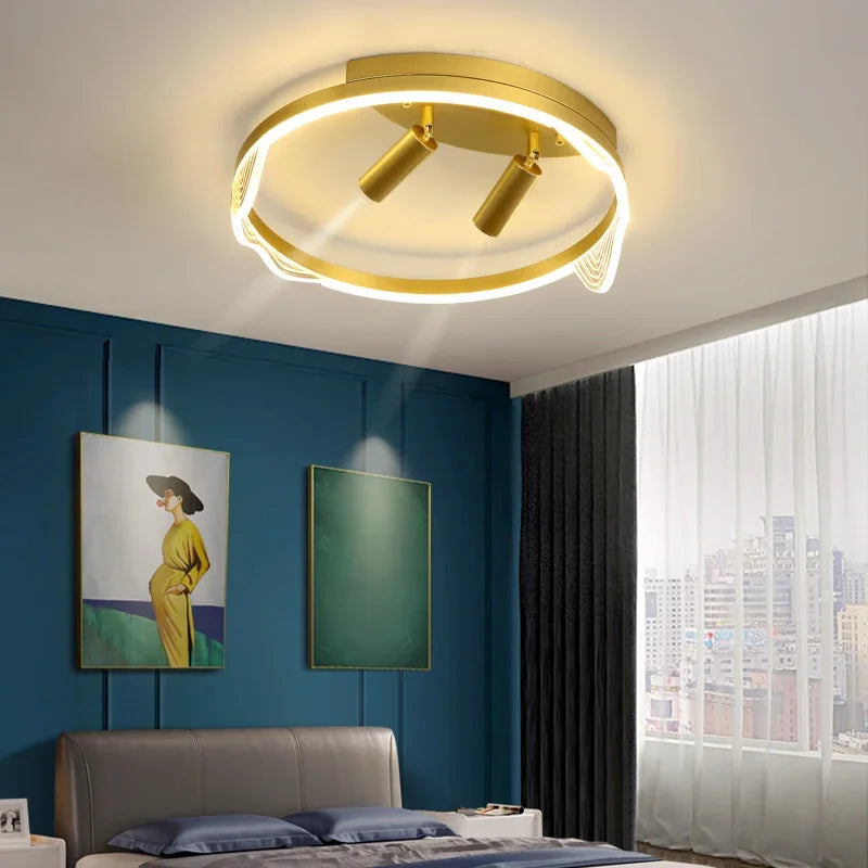 DecorBites™ مصابيح سقف LED ذهبية مع جهاز تحكم عن بعد، قابلة للتعتيم لغرفة المعيشة والمطبخ