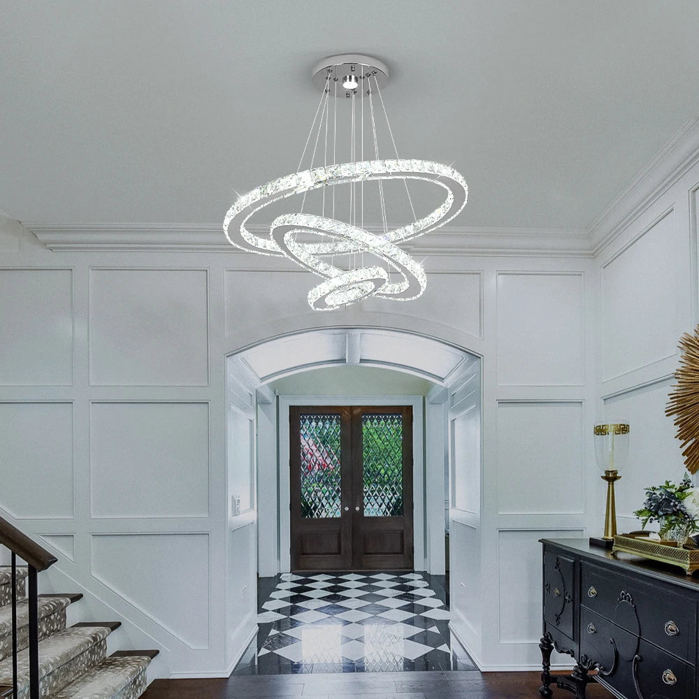 DecorBites™ Crystal Rings LED Chandelier Pendant Light Fixture