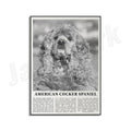 DecorBites™ Black & White Dog Breeds Poster: Greyhound, Cocker Spaniel, Akita, Malamute, Cattle Dog