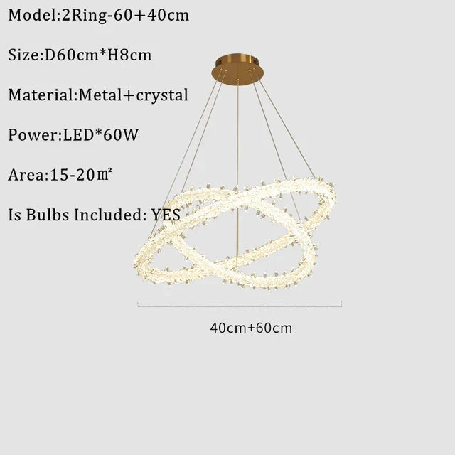 DecorBites™ Lustre rond en cristal K9 : Suspension LED moderne pour la maison, le salon, la chambre, le hall d'entrée