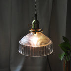 Japanese Pastoral Glass Pendant Light With Copper Accents