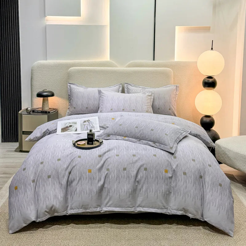 DecorBites™ Brushed Cotton Printed Duvet Cover Set - Single/Double Bed Bedclothes