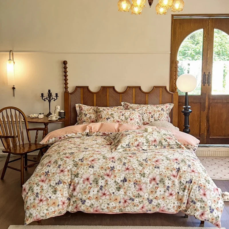 DecorBites™ Cotton Bedding Set Queen King Size Sheet Pillowcase Blanket Cover