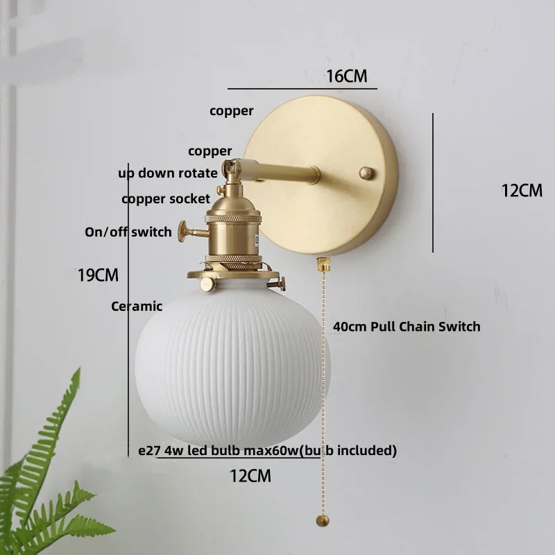 DecorBites™ LED Wall Lamp Sconce Up Down Rotate Pull Chain Switch Modern Stair Light Fixtures