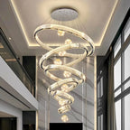 Modern Crystal Ring Staircase Chandelier Pendant Light