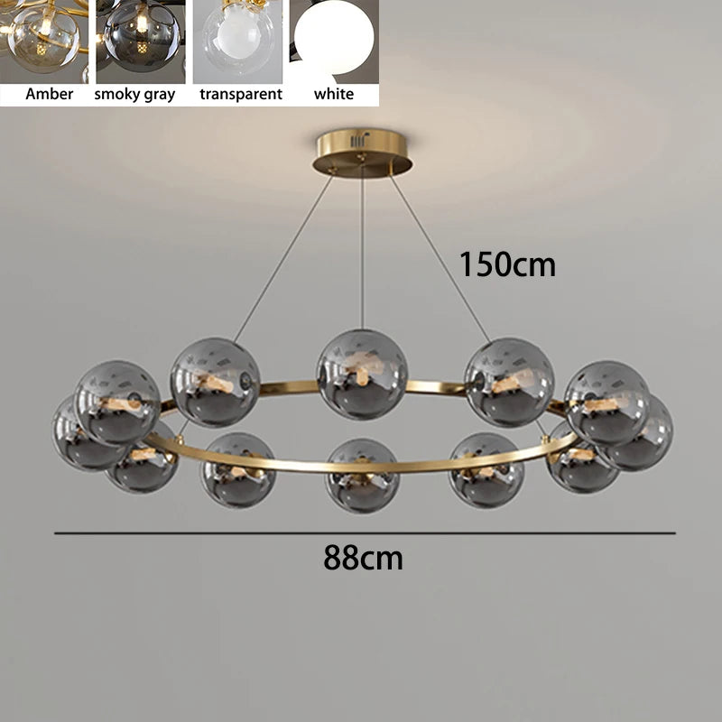 Contemporary Multi-Head Acrylic Glass Pendant Chandelier