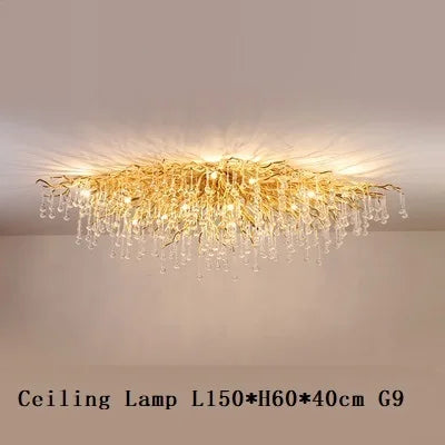 DecorBites™ Crystal Tree Branch Chandelier: Luxury LED Pendant Light for Elegant Living Spaces