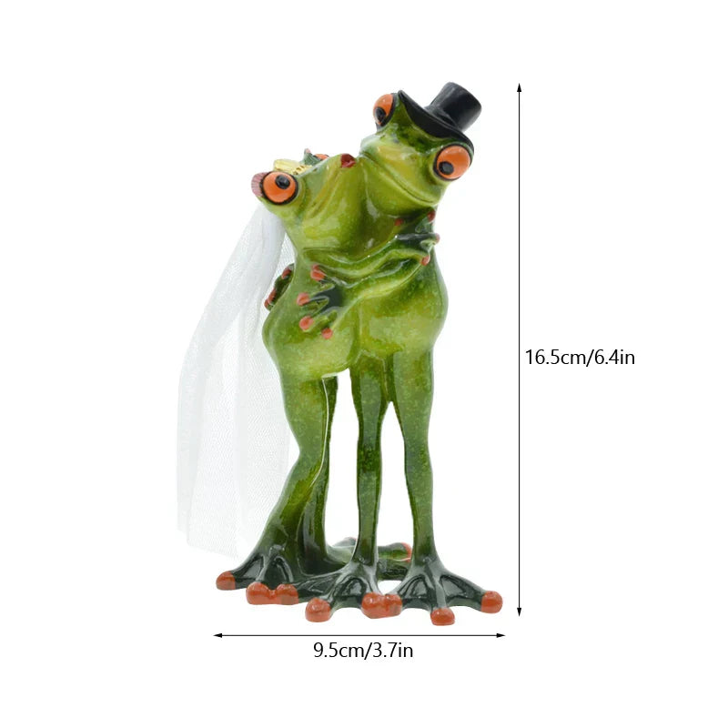 DecorBites™ Statue de couple de grenouilles sur pattes : Statue décorative moderne pour mariage et intérieur