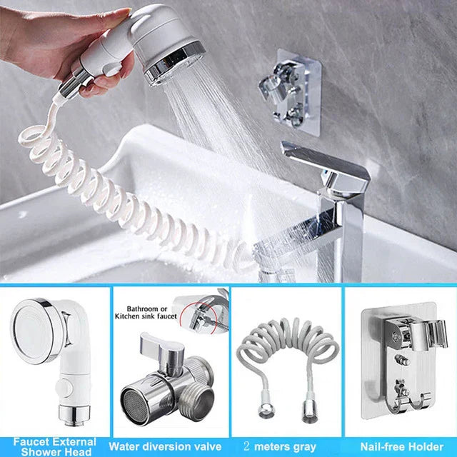 DecorBites™ 3 Modes White Water Faucet Handheld Shower Nozzle for Bathroom and Kitchen