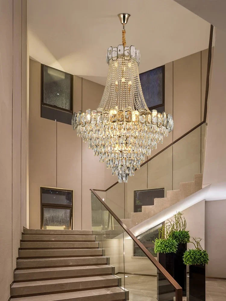 DecorBites™ ثريا كريستال ذهبية LED إضاءة عصرية فاخرة لغرفة المعيشة