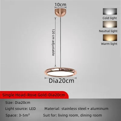 DecorBites™ Circular Dining Pendant Chandelier LED Light for Kitchen, Living Room & Bedroom