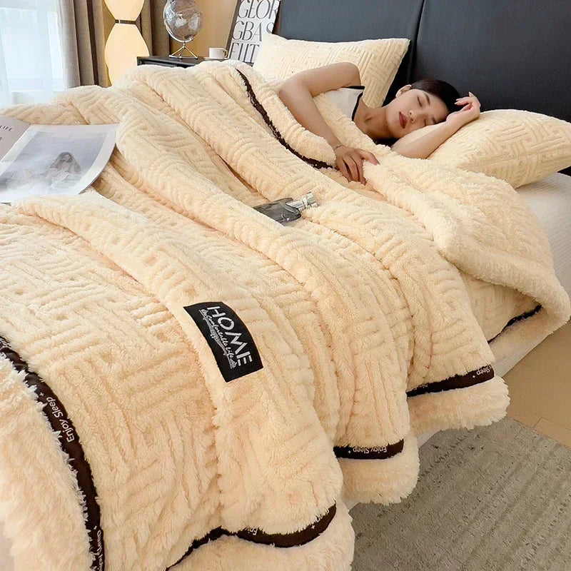 DecorBites™ Cozy Fluffy Fleece Blanket for Autumn Winter, Soft Warm Maternal Child Bed Sofa Cover