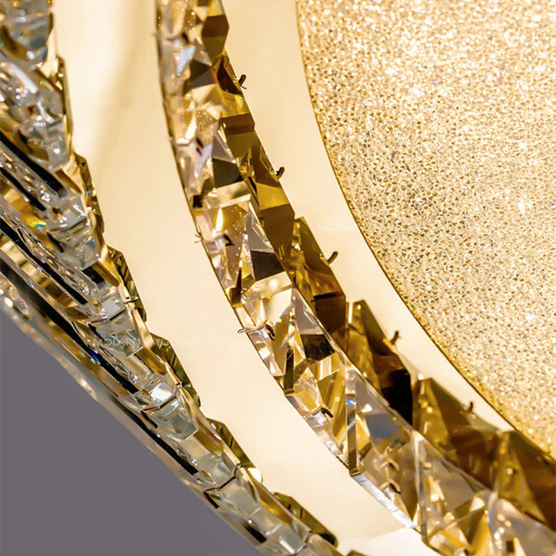 DecorBites™ مصباح سقف كريستالي ذهبي: تركيبات إضاءة دائرية حديثة على الطراز الاسكندنافي لغرف النوم والمطاعم