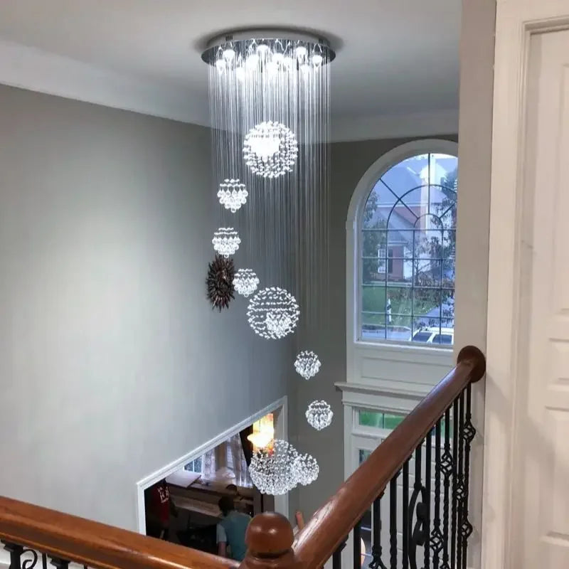 DecorBites™ Crystal Ball LED Chandelier: Modern Luxury Pendant Lighting for Living Room