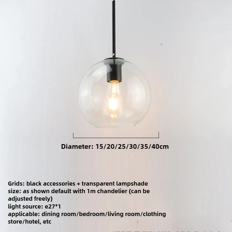 Modern Glass Ball Chandelier Lights for Dining Room Bar Kitchen Hanging Lamps Living Smoky Gray Glass Lampara Lustres Led Lights