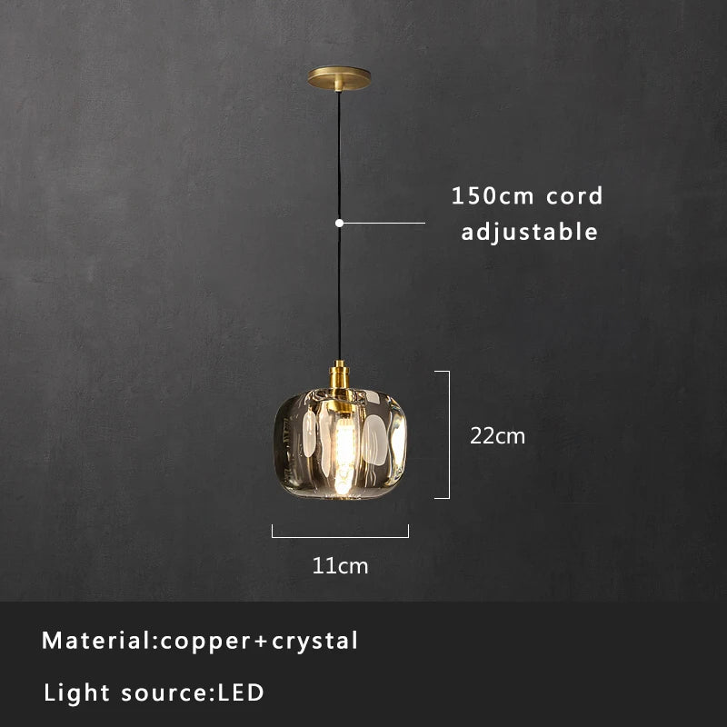 DecorBites™ Crystal Copper Pendant Lights Gold Home Decor Glass Hanging Lamp