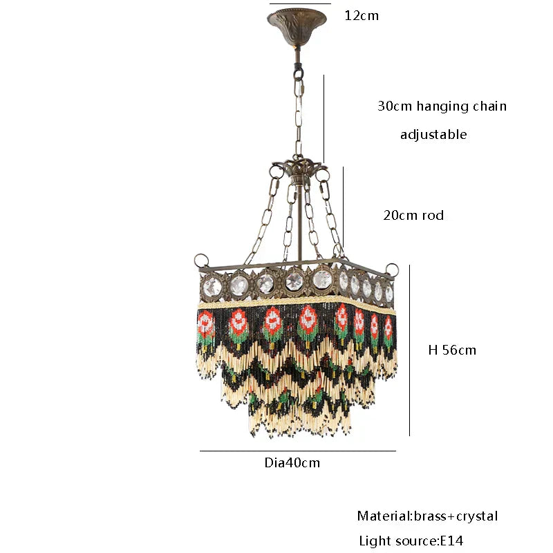 نجف كريستالي نحاسي فرنسي من DecorBites™ - مصابيح أوروبية كلاسيكية معلقة لغرفة المعيشة وغرفة النوم