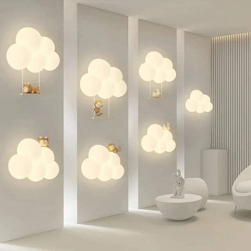 DecorBites™ Cloud Cartoon Wall Lamp for Nursery Room, Kids Bedroom, Cute Animal Sconce
