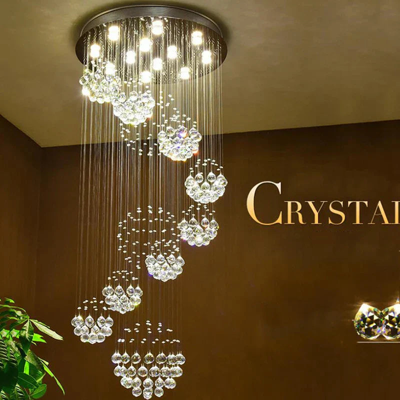 DecorBites™ Crystal LED Chandelier for Large Villa Ceiling Lights & Elegant Home Decor