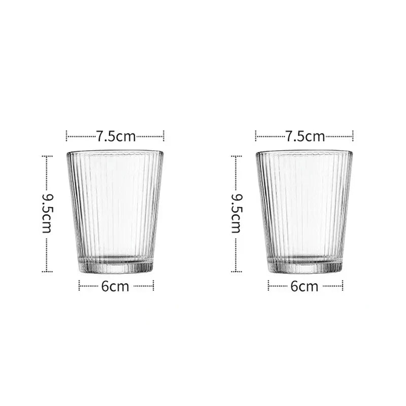 DecorBites™ Glass Cold Water Kettle Set: Transparent Stripe Design, Stainless Steel Lid, 1.6L Capacity