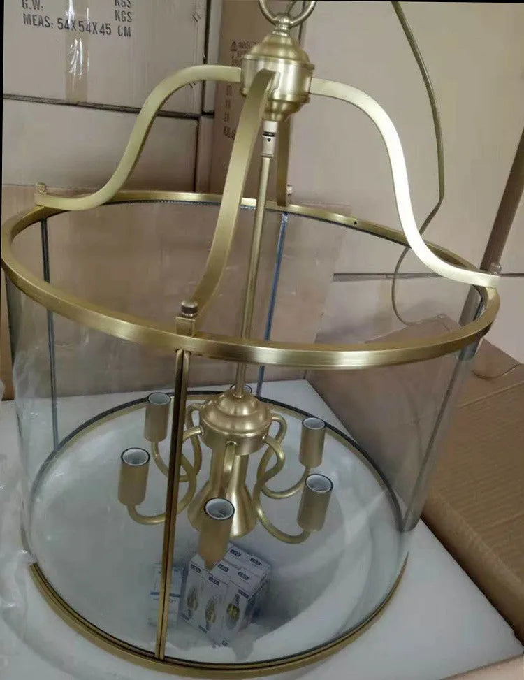 Vintage Copper Birdcage Glass Pendant Light