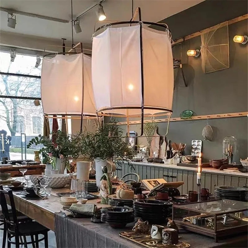 مصباح متدلي من الكتان من DecorBites™: ثريا قماشية بوهيمية أنيقة للمنزل والمطعم والفندق