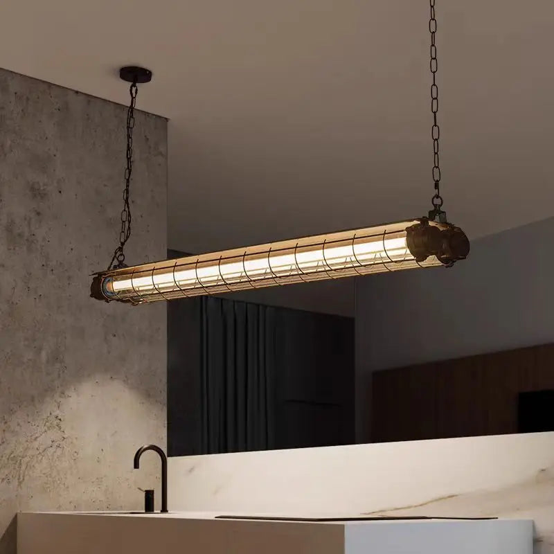 Retro Linear Glass Pendant Light In Polished Chrome