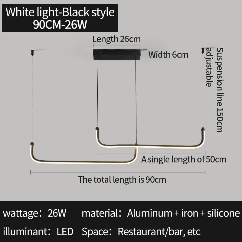 Modern Gold Linear LED Pendant Light