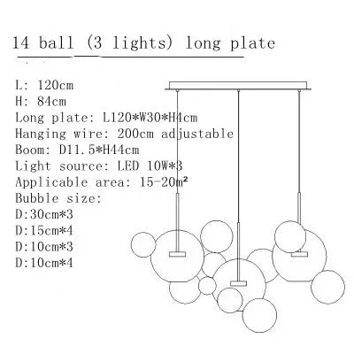 DecorBites™ Art Deco Glass Bubble Chandelier: Customized for Living Room, Dining Room, Bar