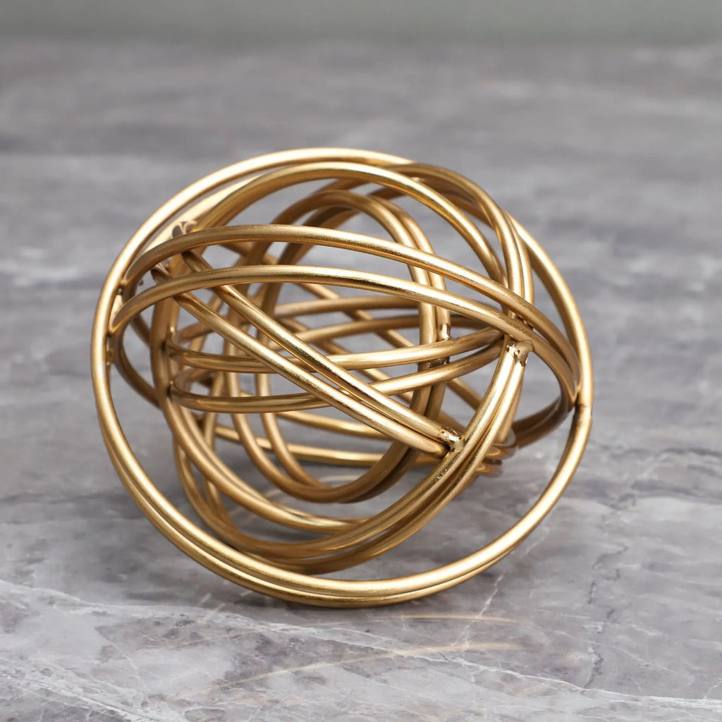 DecorBites™ Geometric Golden Thread Metal Balls Decorative Figurines